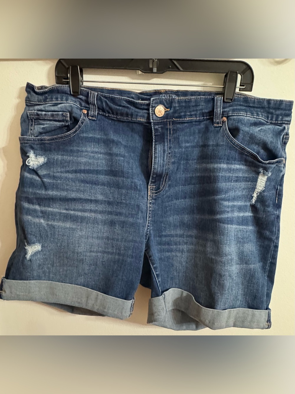 Revelry Men's Distressed Dark Blue Denim Shorts